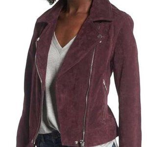NEW $220 BLANKNYC Moto BIKER ASYMETRICAL Jacket COAT PLUM SUEDE LEATHER